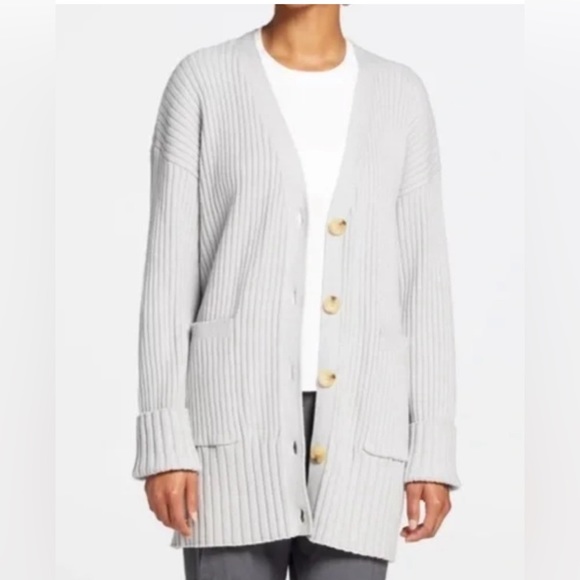 CALIA by Carrie Underwood Sweaters - Calia Long Ribbed Button Front Cardigan Sweater Light Heather Grey Sz Small NWT